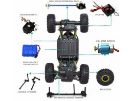 AsianHobbyCrafts Waterproof Remote Controlled Rock Crawler RC Monster Truck, 4 Wheel Drive, 1:18 Scale  (Blue)